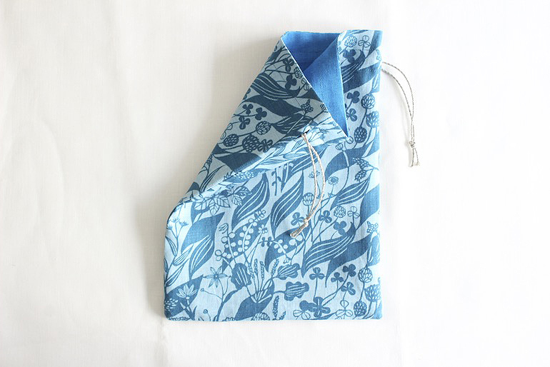 おとなり草レイクブルーでつくる巾着セット